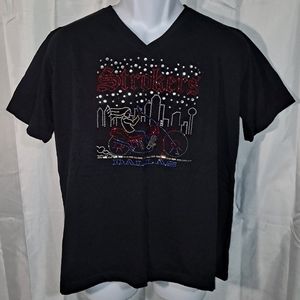 Strokers Dallas Motorcycle T-shirt/Top Women's XL Black V-neck Short Sleeve Nice